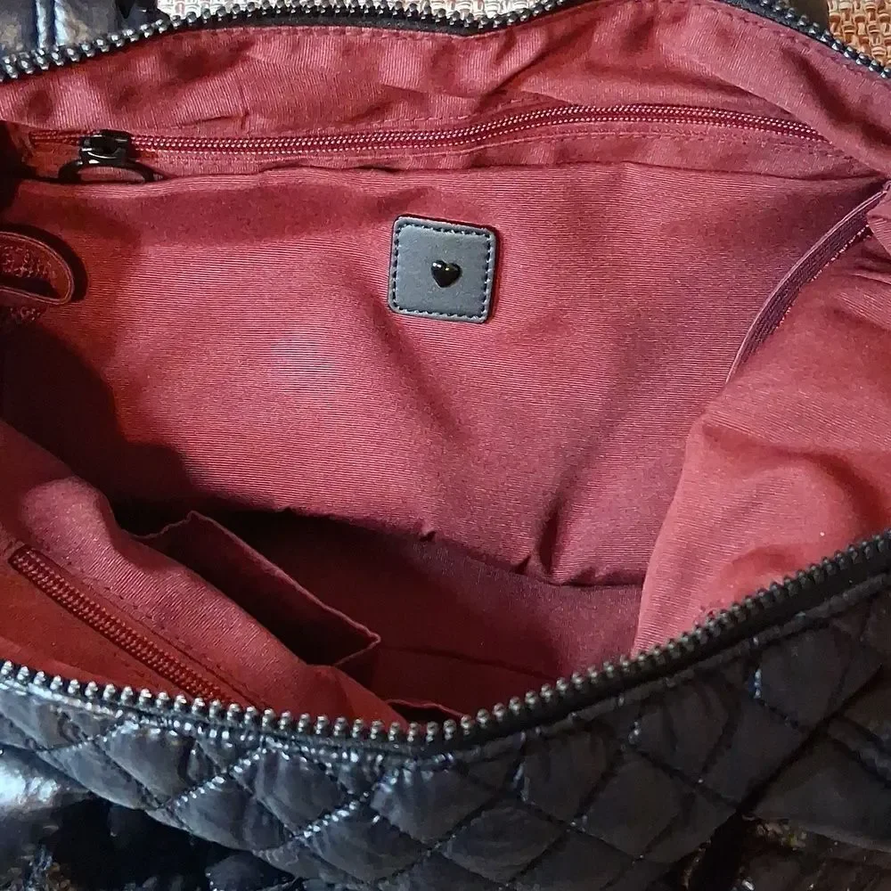 Heartlove Black Quilted Tote Bag By Charo New With Tags